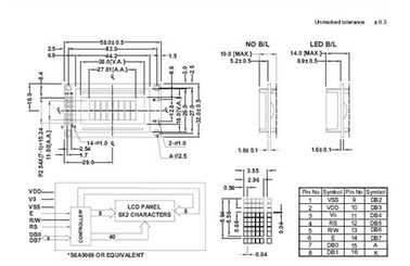 8 X 2 γκρίζα επίδειξη 6 τρόπου STN LCD &quot; πρότυπα του ISO ελεγκτών γωνίας εξέτασης ρολογιών S6A0069