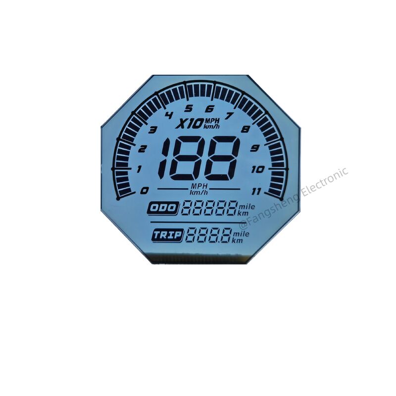 Προσαρμοσμένη οθόνη HTN ακανόνιστου σχήματος για μοτοσικλέτες 6 O'CLOCK 7 τμημάτων γυάλινες επιφάνειες LCD