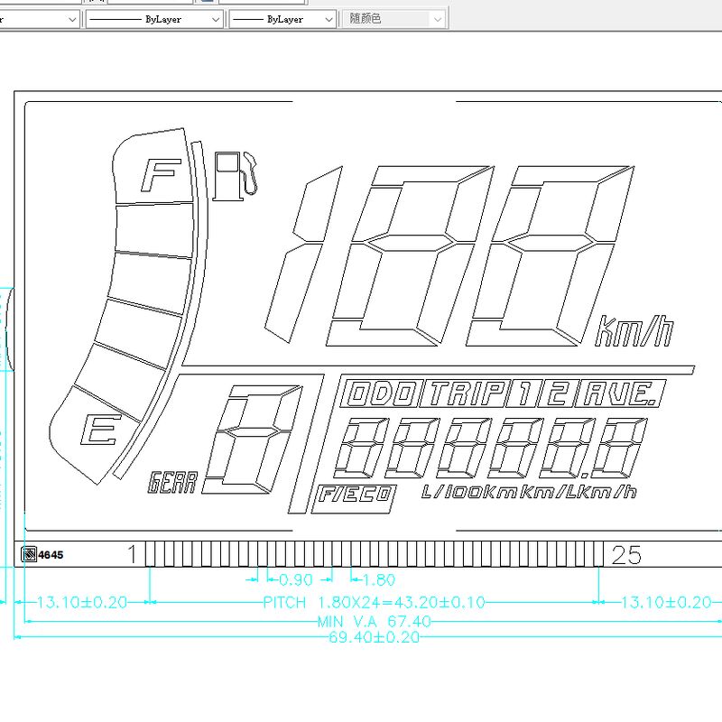 Προσαρμοσμένο ταχύμετρο οδόμετρου LCD Οθόνη 7 τμημάτων Ψηφιακές οθόνες για μοτοσυκλέτες και ηλεκτρικά οχήματα (EV)