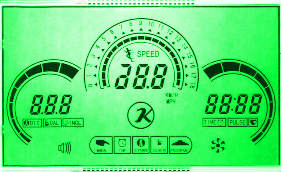 Μπλε επίδειξη ταινιών LCD χαρακτήρα ψηφίων, προγραμματίσημη επίδειξη LCD για το τρέξιμο της μηχανής/των αθλητικών μηχανών