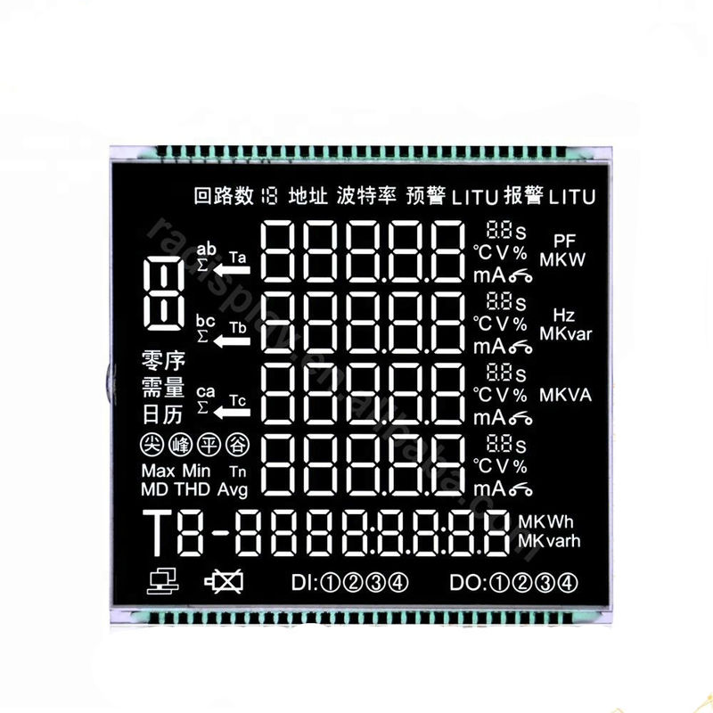 η επίδειξη 3.3V VA LCD με τις καρφίτσες Matel συνδέει τη μαύρη οθόνη υποβάθρου LCD για τον ενεργειακό μετρητή