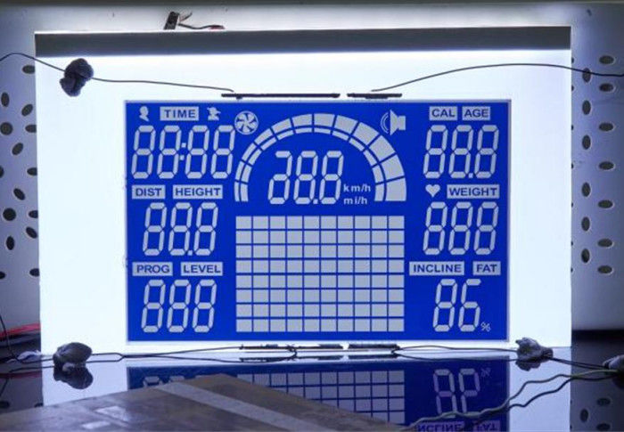 Προσαρμοσμένη αρνητική LCD μπλε Backgound 7 τμήματος LCD επίδειξη επίδειξης HTN για τον αθλητισμό Equiment