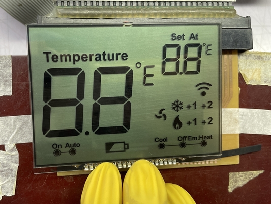 Θετική μήτρα HTN LCD οθόνη Μονοχρώμη 7 τμήματα Διαπεραστική γραφική οθόνη LCD για θερμοστάτη
